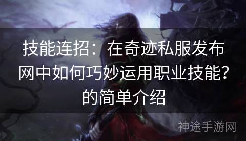 技能连招：在奇迹私服发布网中如何巧妙运用职业技能？的简单介绍