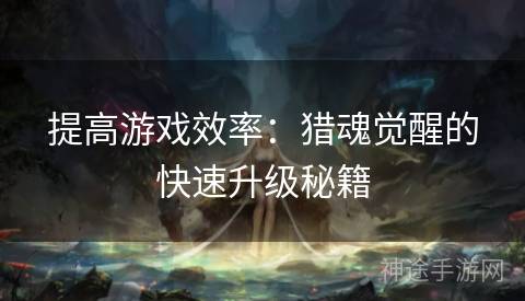 提高游戏效率：猎魂觉醒的快速升级秘籍