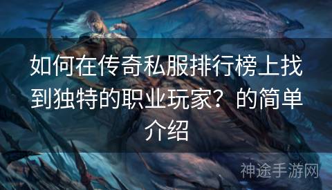 如何在传奇私服排行榜上找到独特的职业玩家？的简单介绍