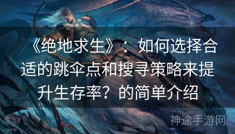 《绝地求生》：如何选择合适的跳伞点和搜寻策略来提升生存率？的简单介绍