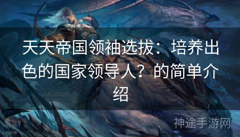 天天帝国领袖选拔：培养出色的国家领导人？的简单介绍