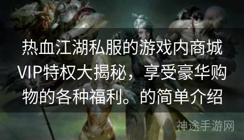 热血江湖私服的游戏内商城VIP特权大揭秘，享受豪华购物的各种福利。的简单介绍