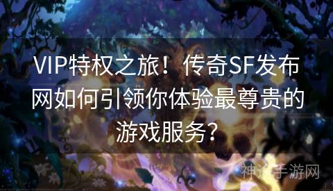 VIP特权之旅！传奇SF发布网如何引领你体验最尊贵的游戏服务？