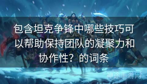 包含坦克争锋中哪些技巧可以帮助保持团队的凝聚力和协作性？的词条