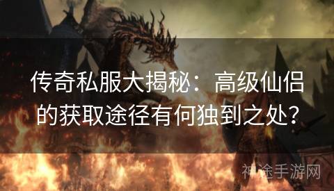 传奇私服大揭秘：高级仙侣的获取途径有何独到之处？